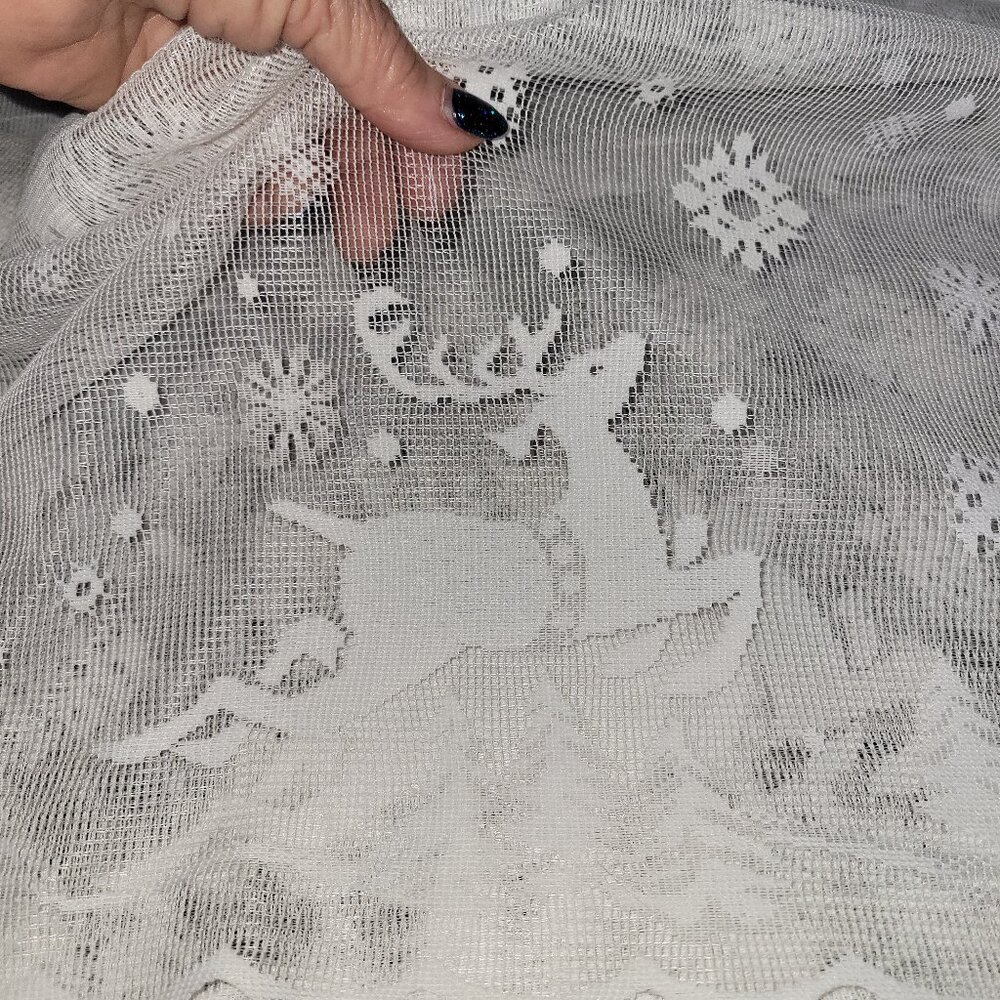 White Sheer Reindeer and Snowflake Christmas Valances (6 total)